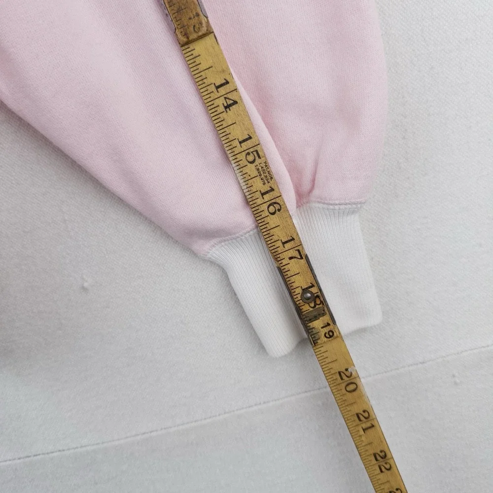 90s Ralph Lauren Womens Small Pink White Shawl Collar Fleece Pullover Sweatshirt